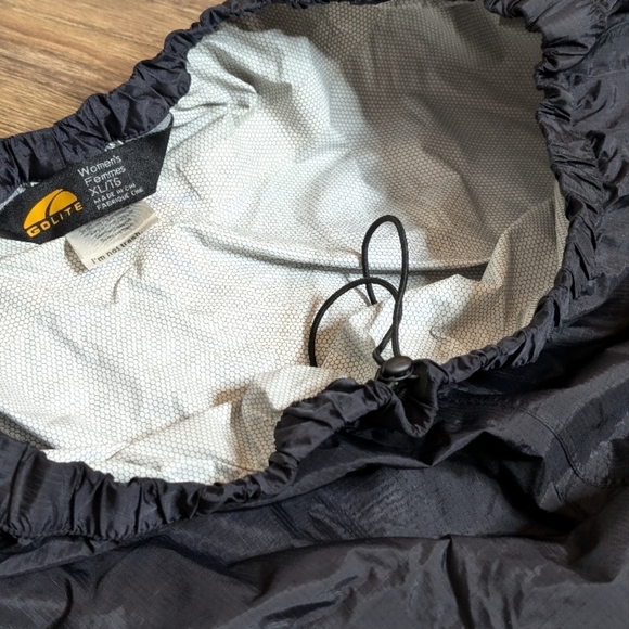 GOLITE Black Thin Nylon PACKABLE WINDBREAKER PANTS Rain Hike Gym Layer Womens XL - Picture 7 of 8